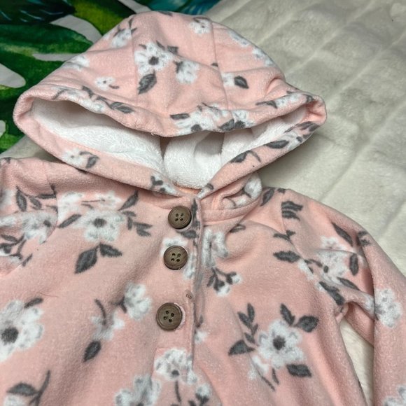 Carters 6M Light Pink Floral Faux Sherpa Lined Winter Coverall Jumpsuit - Picture 4 of 11